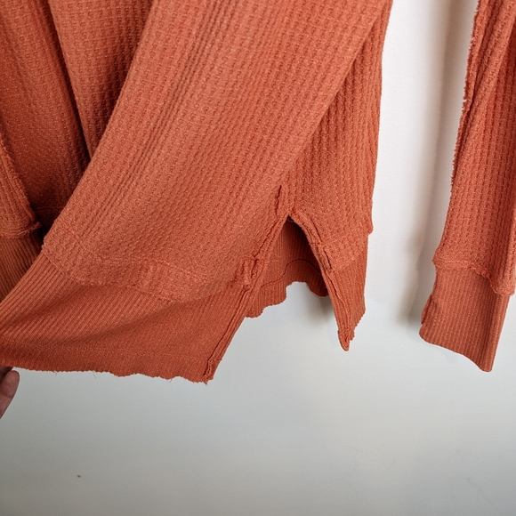 Free People We the Free Orange North Shore Thermal Tunic Oversized Top - Picture 2 of 6